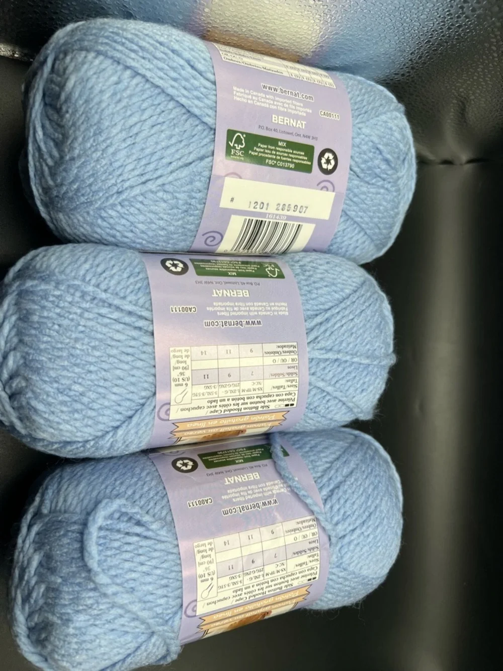 Lot of 3 Bernat Softee Chunky Yarn New Denim Heather 39119 Same Dye Lot